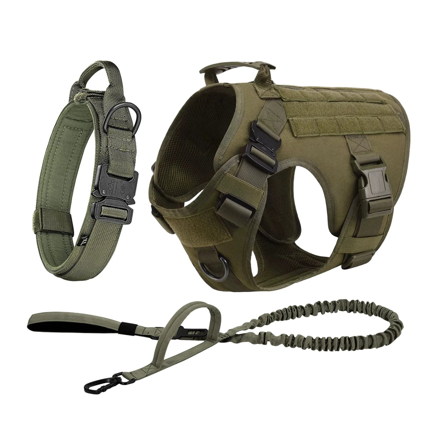 Tactical Padded Nylon Dog Harness Vest With Leash And Collar