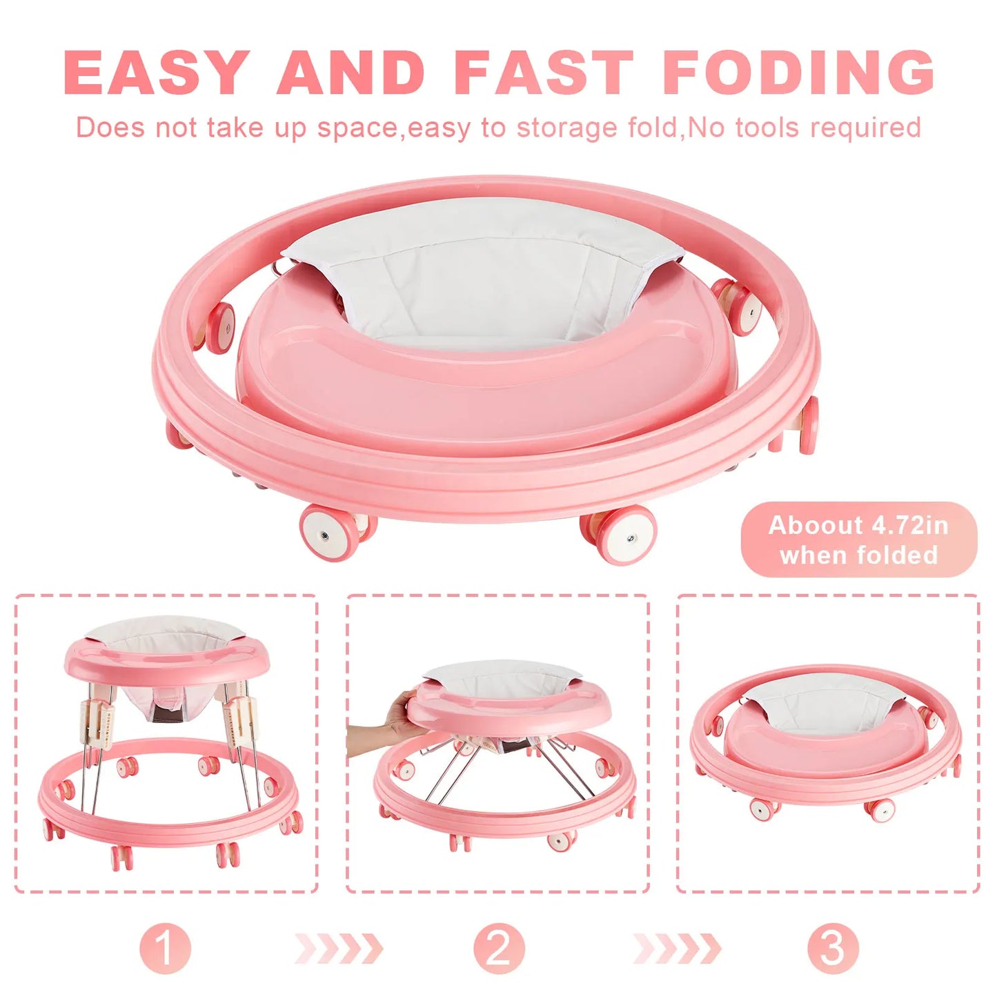 Foldable Multi Function Baby Walker With Anti Rollover Brake