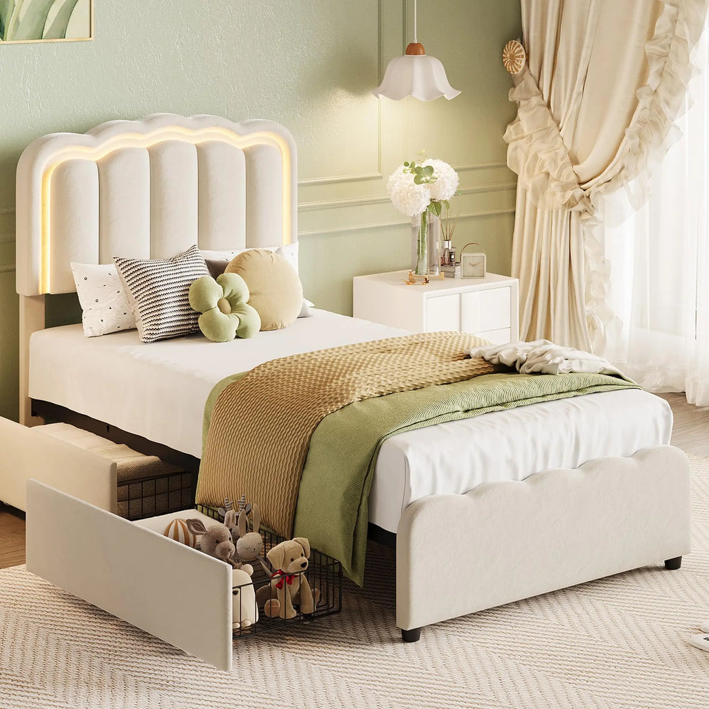 HiMISS Upholstered Twin Bed Frame