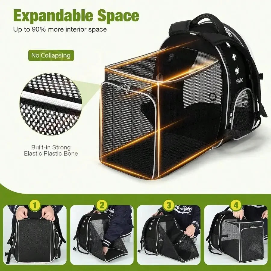 Cat Backpack Carrier Expandable Bubble Window For Pets 18 Lbs