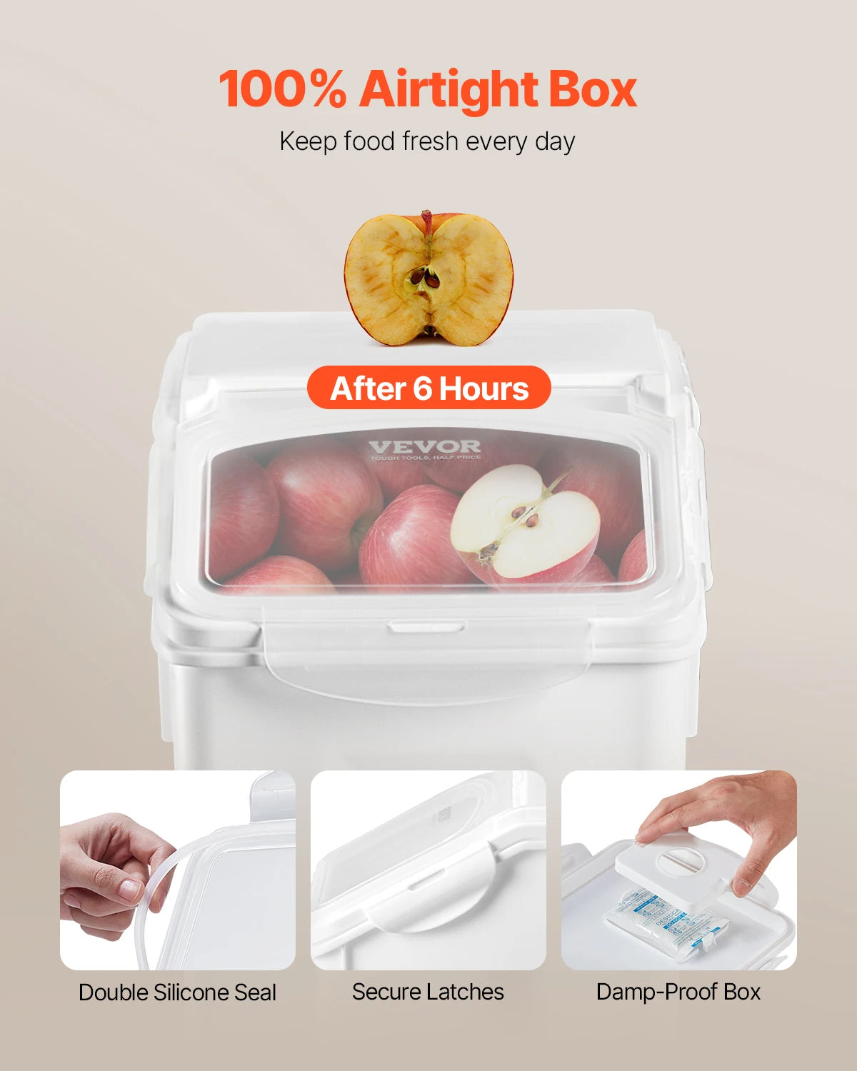 VEVOR 4pcs Rice Storage Container Large Dog Food Dispenser Bin, Kitchen Ingredient Grain Cereal Bin Pet food Containers Pet and Home Outlet