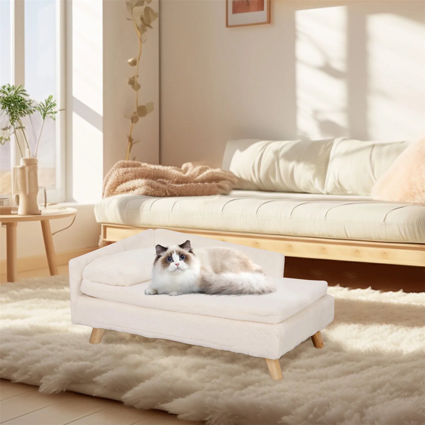 BINGOPAW Waterproof Pet Sofa Bed Couch Raised Lounger Plush Cushion