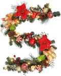 Garvee Christmas Garland With Poinsettias Pine Cones Berries And Lights Pet and Home Outlet