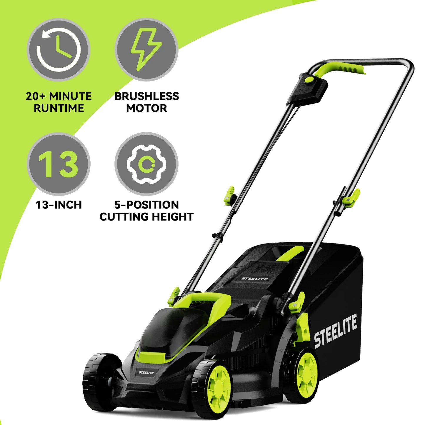 Deli 2-In-1 Cordless Brushless Electric Lawn Mower Battery Included