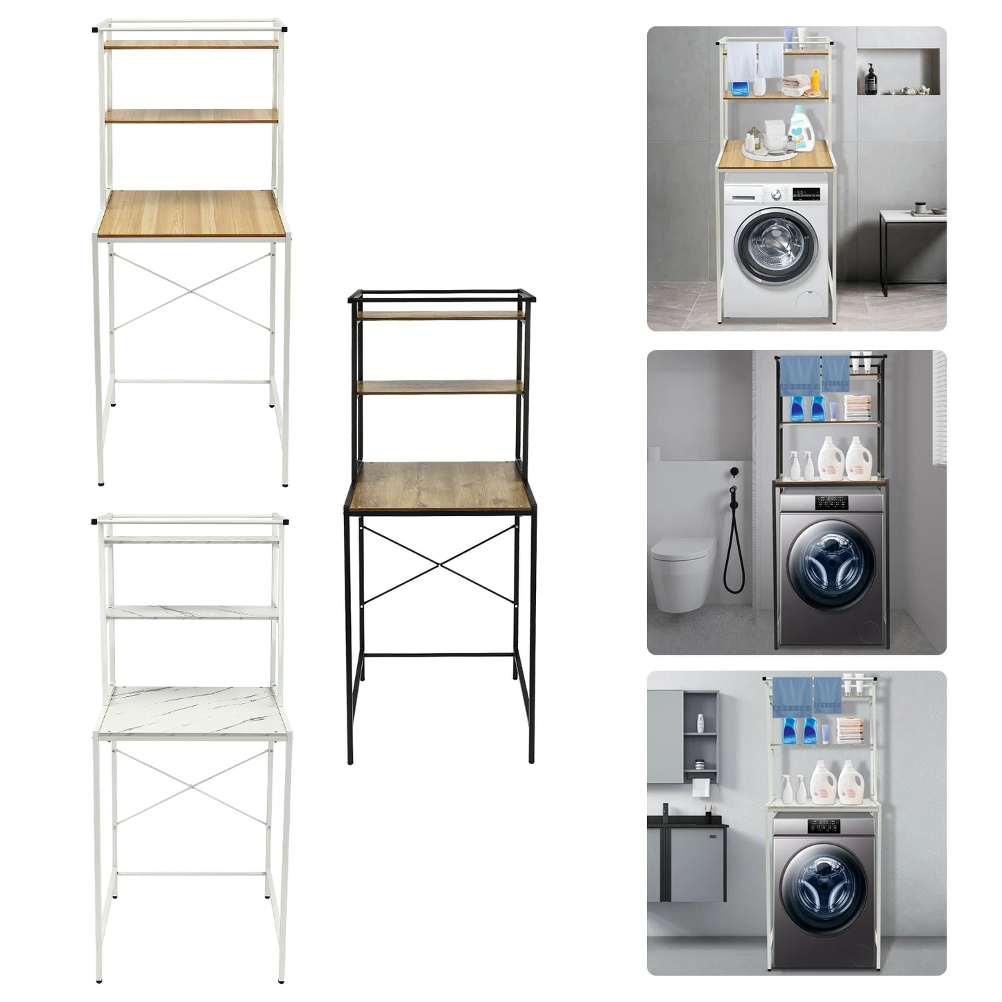 Bymaocar 3 Tier Washing Machine Shelving Stand Laundry Organizer
