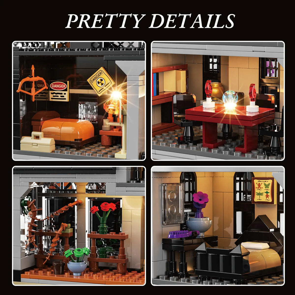 Gothic House Building Blocks Set Nightfall Manor Architecture Bricks Creative Home Decoration Desktop Ornament Halloween Gift for Adults Pet and Home Outlet