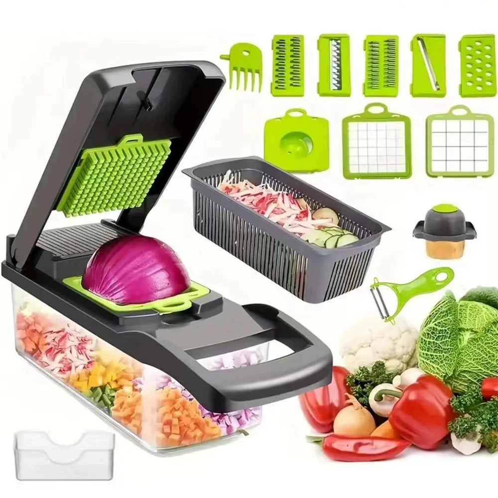 Upgraded Vegetable Chopper Multi-Functional Safe Kitchen Slicer Dicer