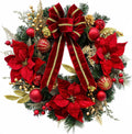 Garvee 24inch Christmas Wreath for Front Door with 20 LED Lights Holiday Wreath Artificial Velvet Bow Hanger for Fireplace Wall Indoor Outdoor Decor Pet and Home Outlet