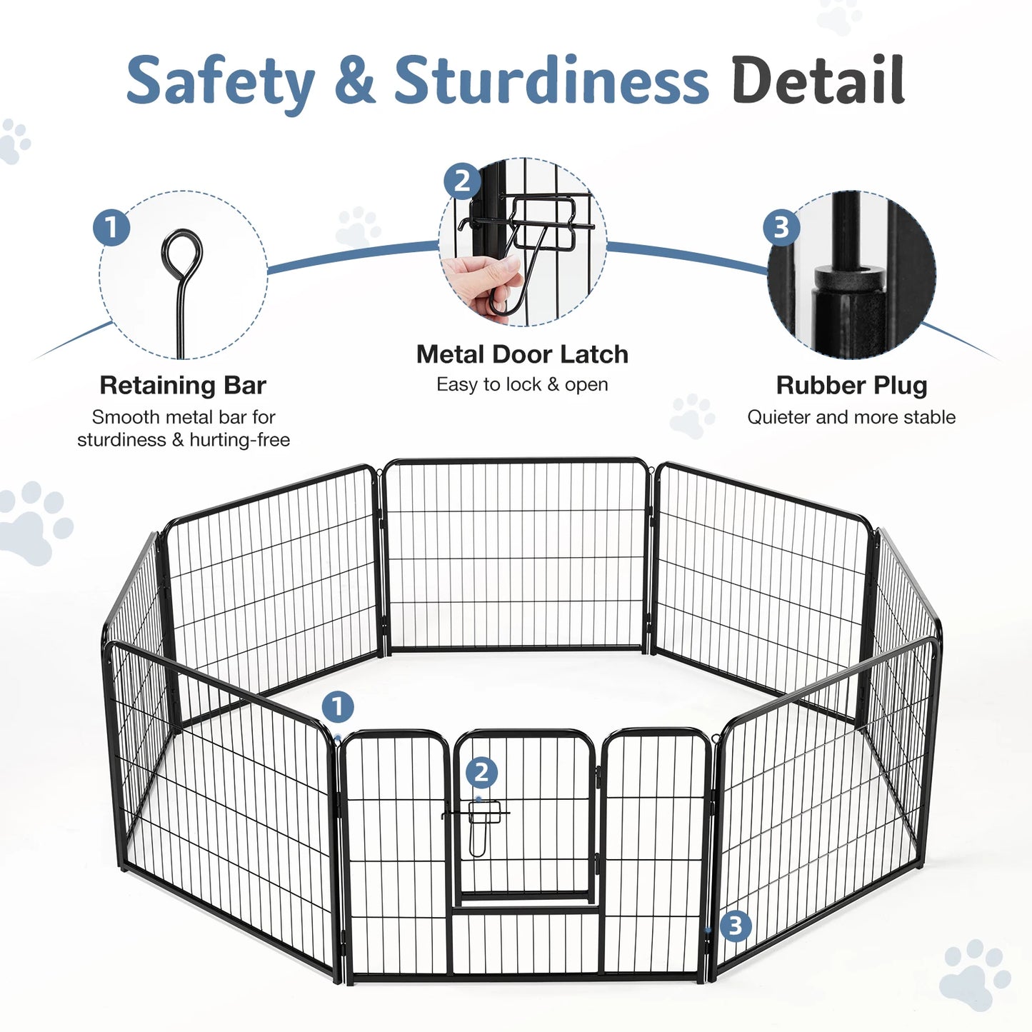 JHK Metal Dog Playpen Fence For Indoor Outdoor Use
