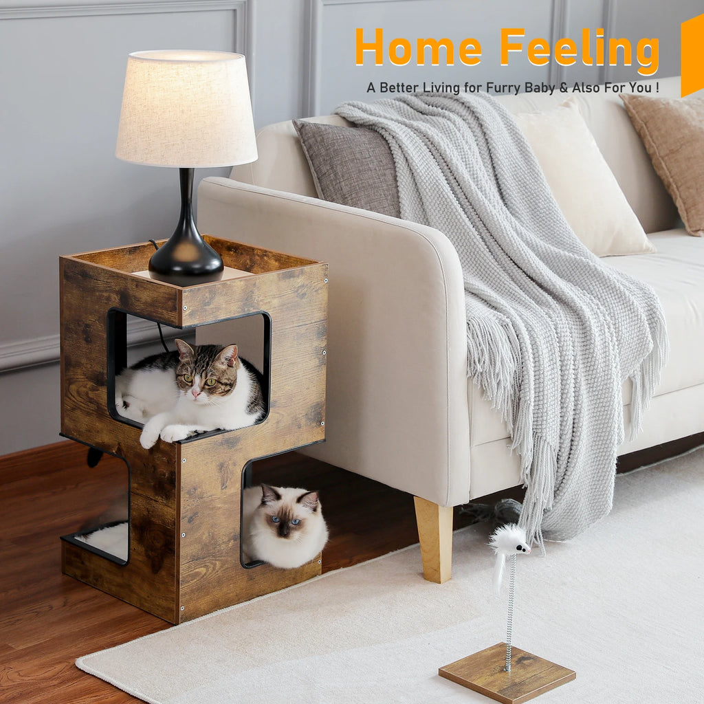 PAWZ Road Wood Cat Condo House Bed With Removable Mats Pet and Home Outlet