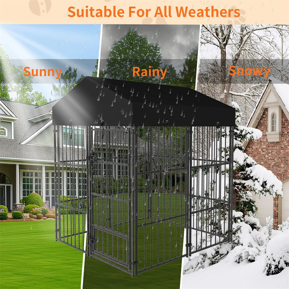 Borwart Heavy Duty Welded Metal Dog Kennel With Roof Cover
