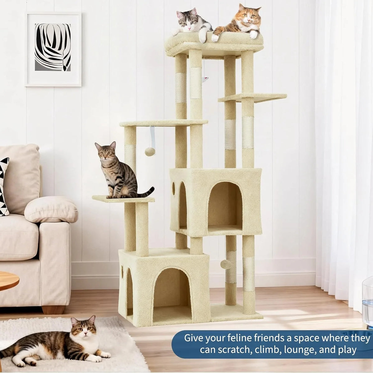 Multi Level Cat Tree With Scratching Posts And Cat Condos