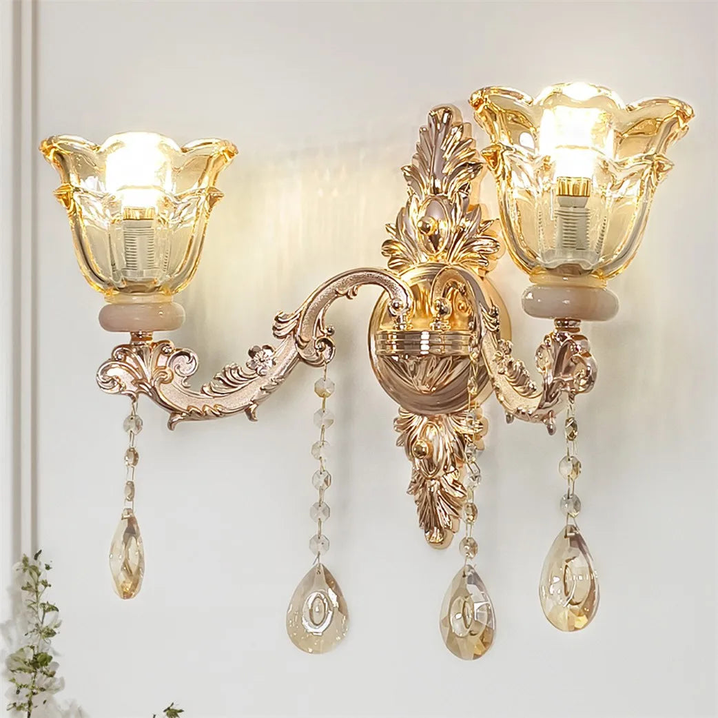 Vrygle Floral Wall Sconce With Crystal Lampshade Lighting