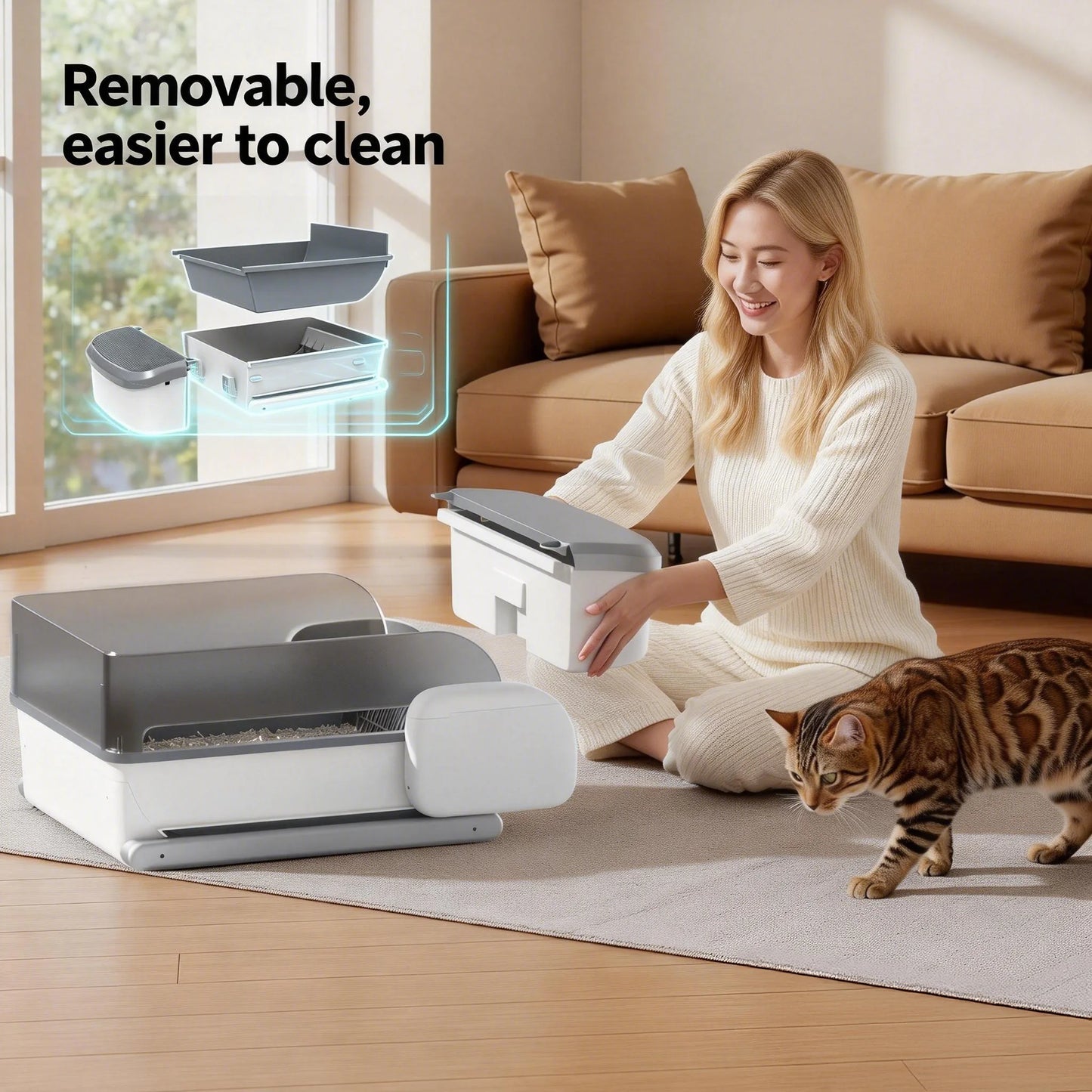Automatic Self Cleaning Litter Box With Odor Control For Cats Multi Cat Use
