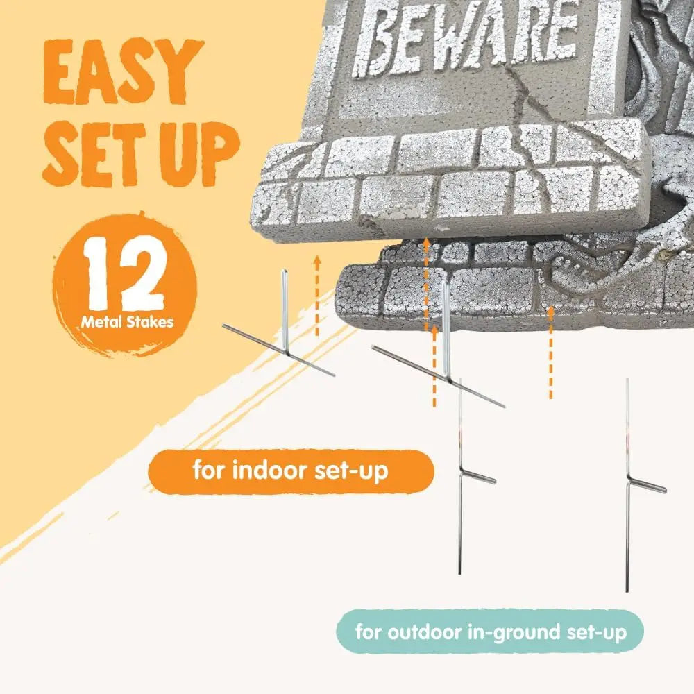 17" Halloween Decorations Outdoor Tombstones 5 Pack Halloween Graveyard Foam Headstones Decor with 12 Metal Stakes for Prop Cemetery Yard Lawn Decorations, Party Supplies Pet and Home Outlet