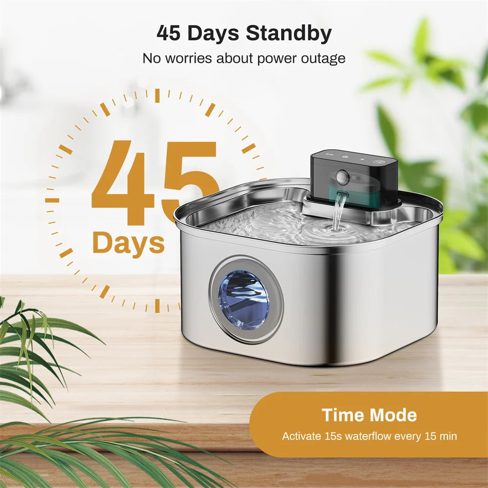 Weomg Rechargeable Stainless Steel Pet Water Fountain