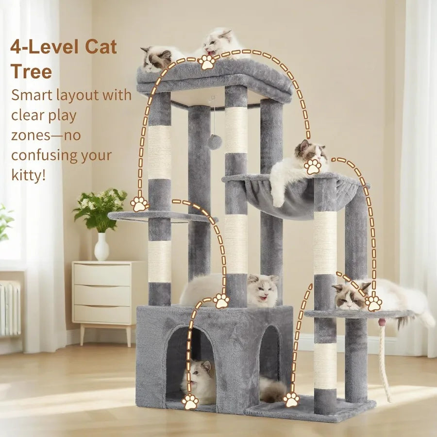 XIUWO Cat Tree Tower For Indoor Cats Multi Level Stability