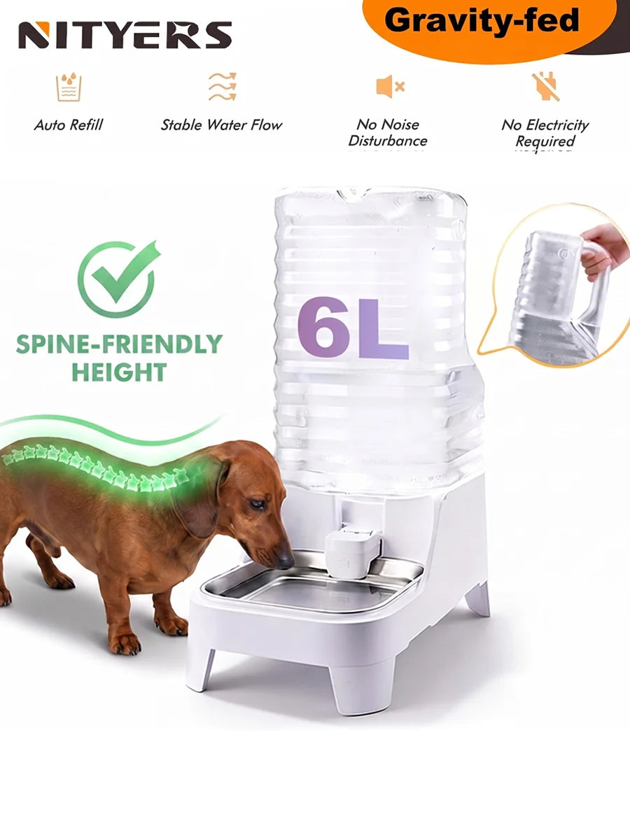 Nityers Gravity Pet Water Dispenser With Steel Tray For Dogs