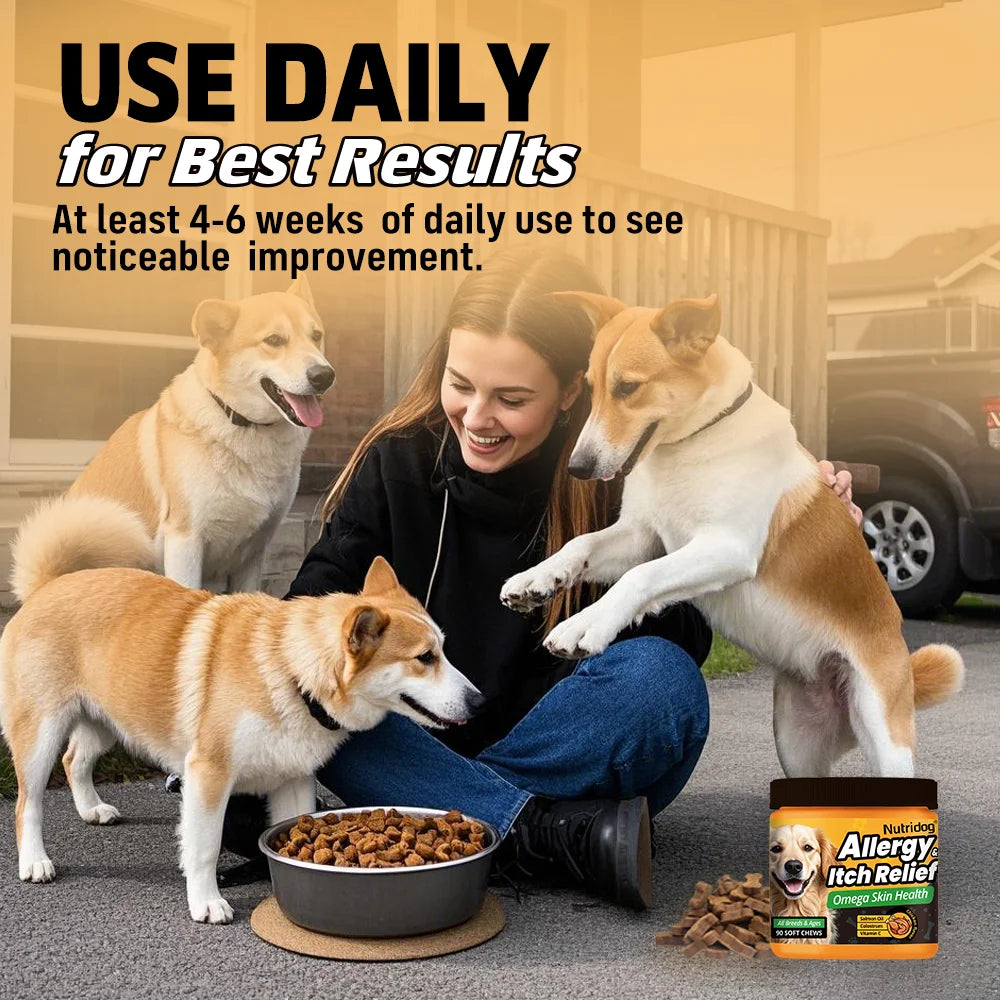 Nutridog Skin, Coat and Probiotic Chews for Dogs, 90 Count Pet and Home Outlet