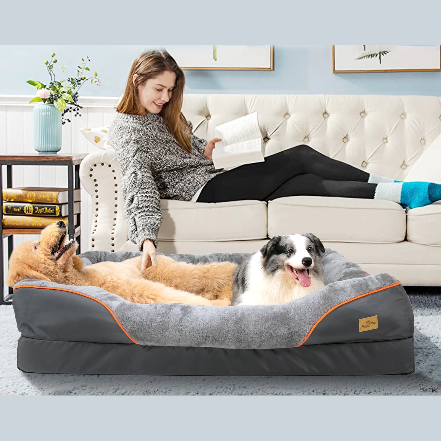 BINGOPAW Large Dog Bed With Removable Washable Cover Anti Allergy