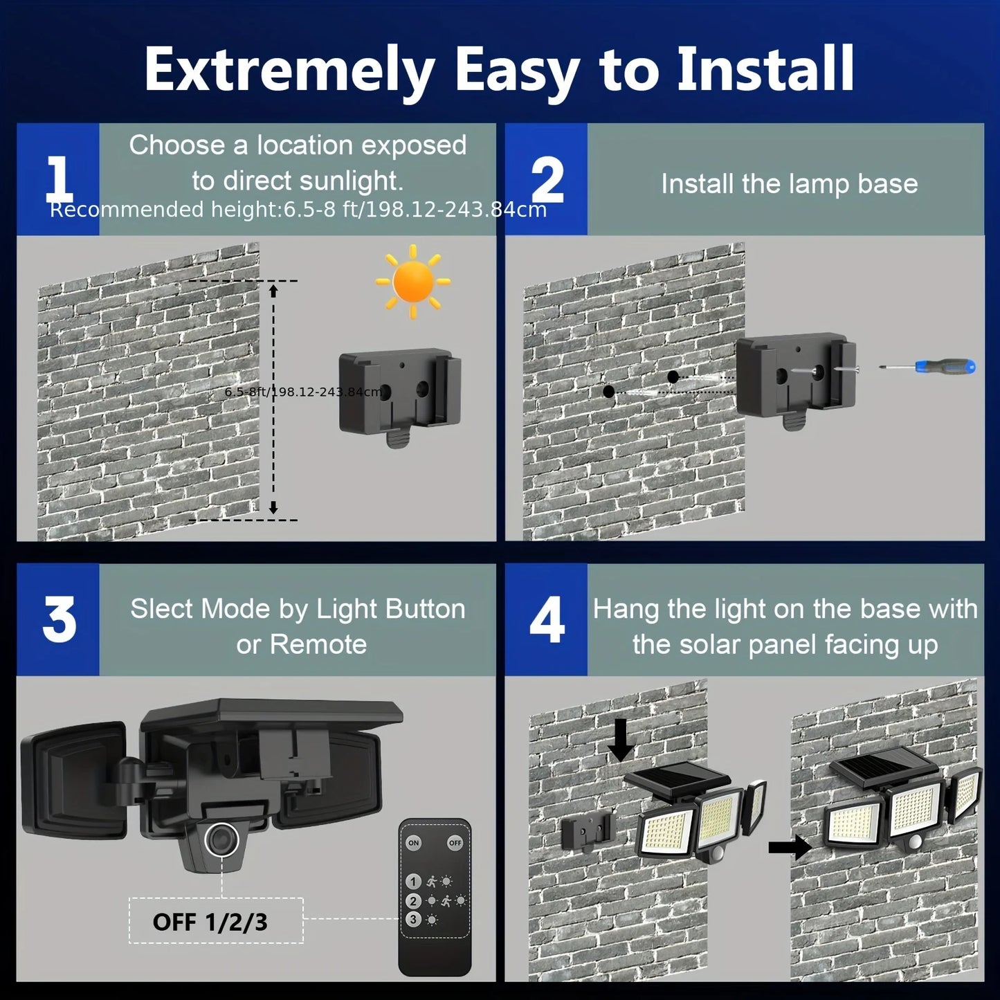 SZRSTH Solar Outdoor Light With Motion Sensor And Wireless Remote