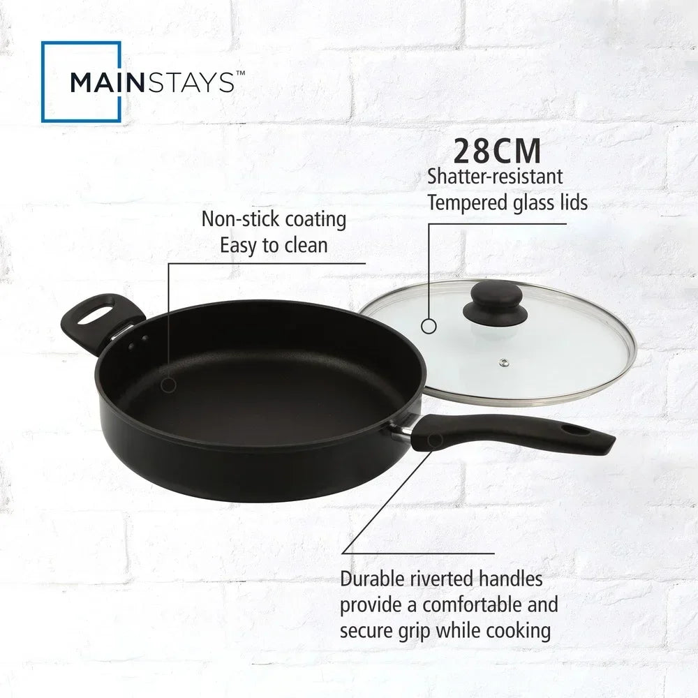 Non-Stick Jumbo Cooker Glass Lid Dishwasher Safe Cool-Touch Handle