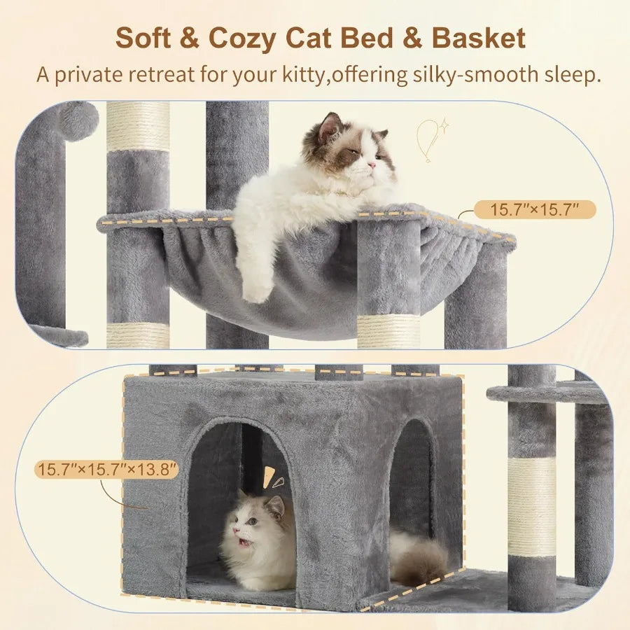 XIUWO Cat Tree Tower For Indoor Cats Multi Level Stability
