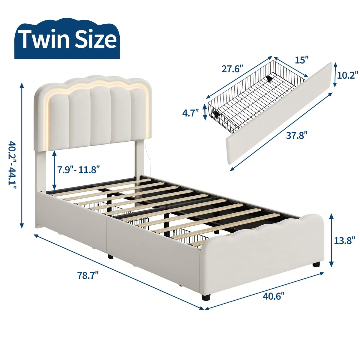HiMISS Upholstered Twin Bed Frame