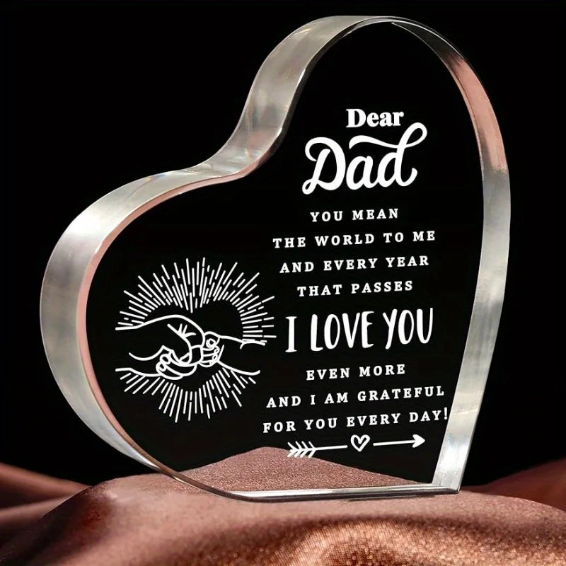 Engraved Dad Heart - Sentimental Paperweight Gift for All Occasions Pet and Home Outlet
