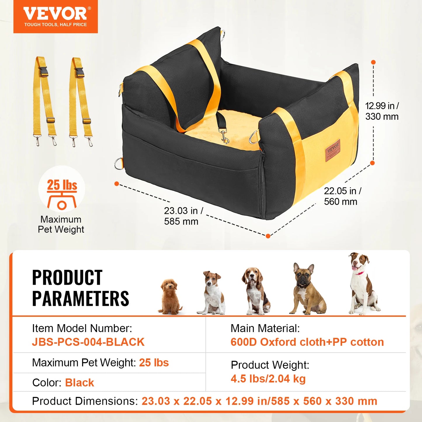 SucceBuy Waterproof Dog Car Booster Seat With Safety Leash For Medium Large Dogs