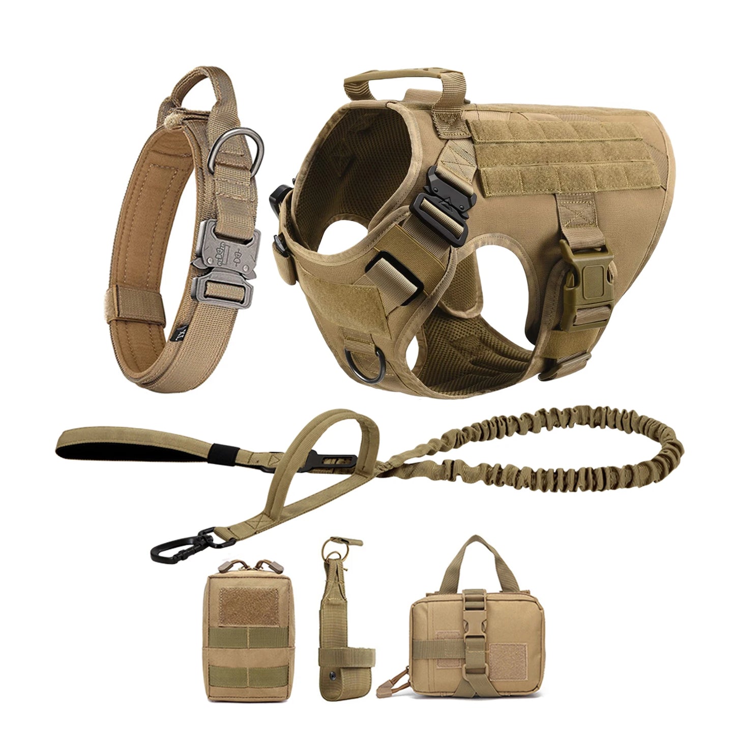 Tactical Dog Harness With Molle Pouches For Medium To Large Dogs