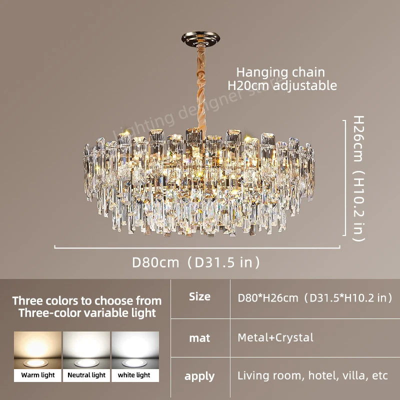 Yingxuan Loft Pendant Crystal Chandelier For Dining Room Lighting