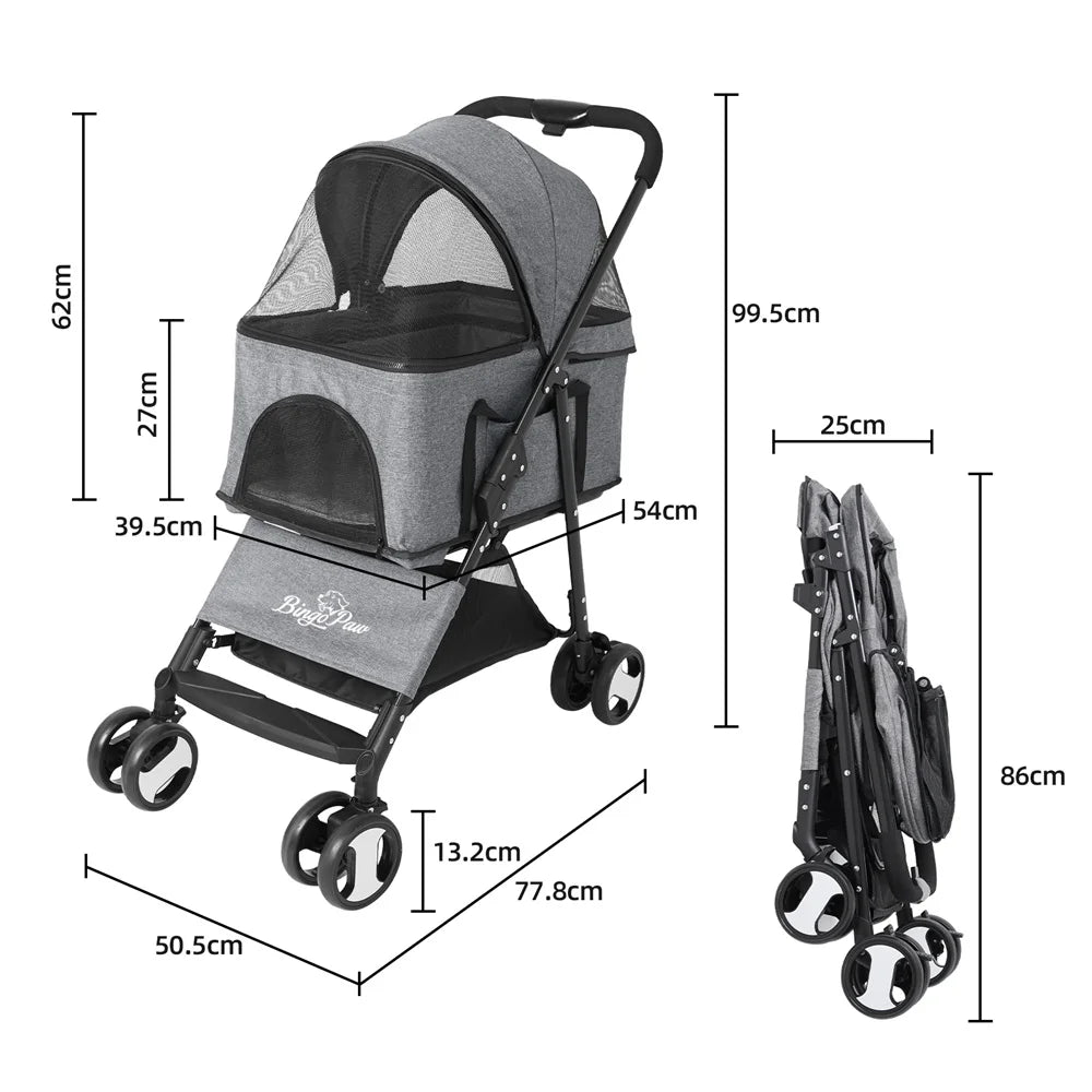 2-in-1 Foldable Pet Stroller & Removable Carrier, 44 lb Pet and Home Outlet