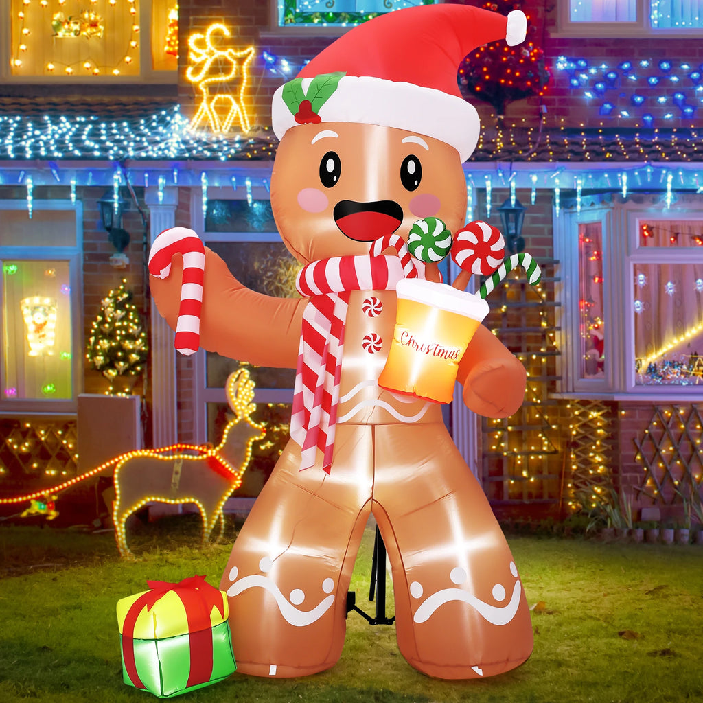LED Lit Inflatable Gingerbread Man