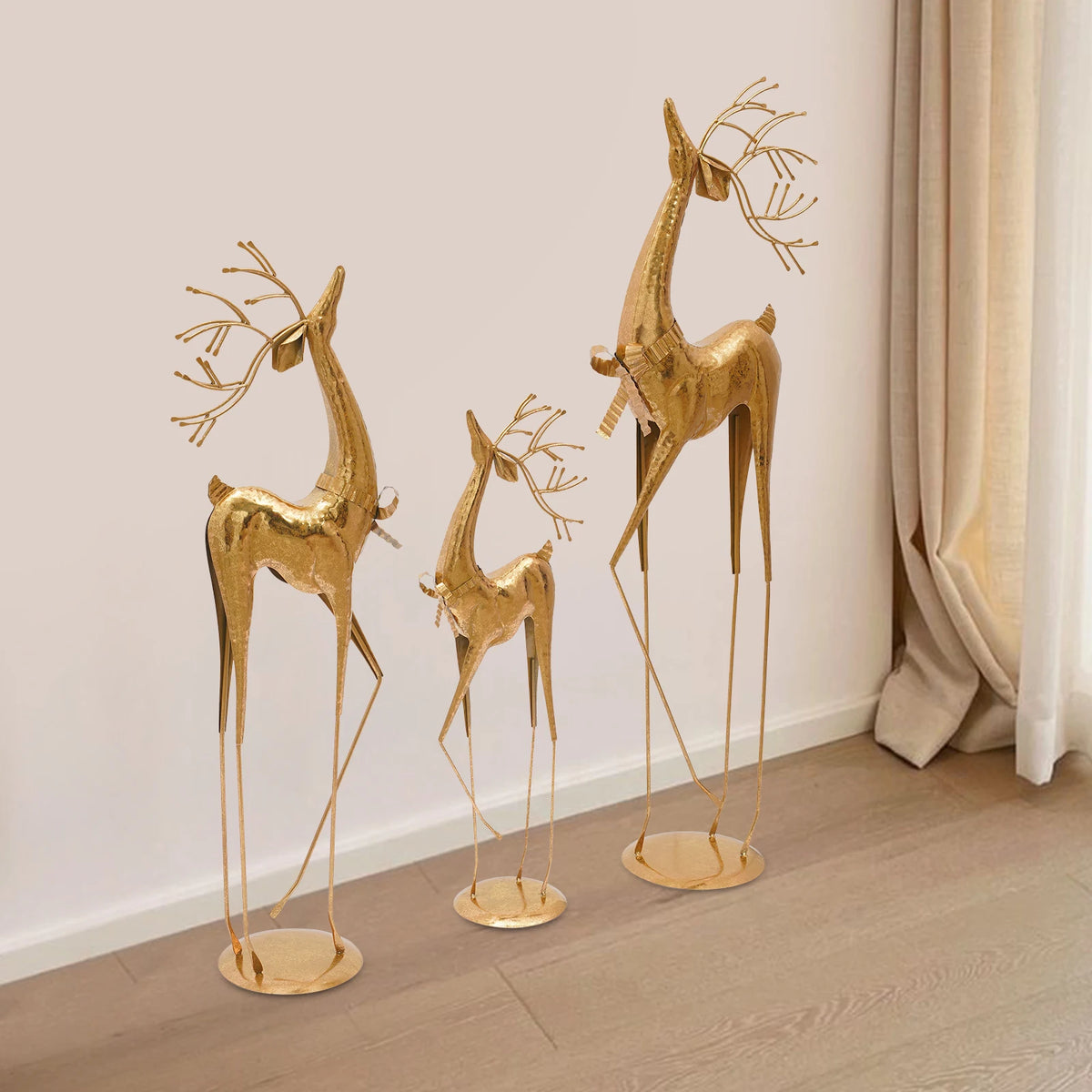 Handcrafted Iron Deer Statue Set for Vintage Home Decor Pet and Home Outlet