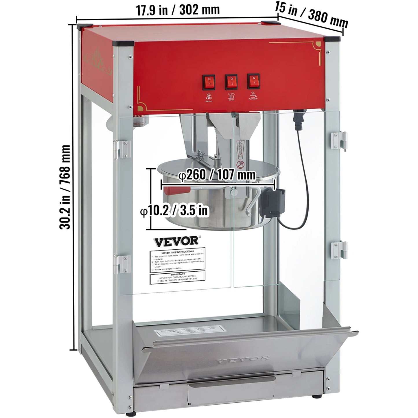 SucceBuy Commercial Popcorn Maker 500W Electric Popper Machine