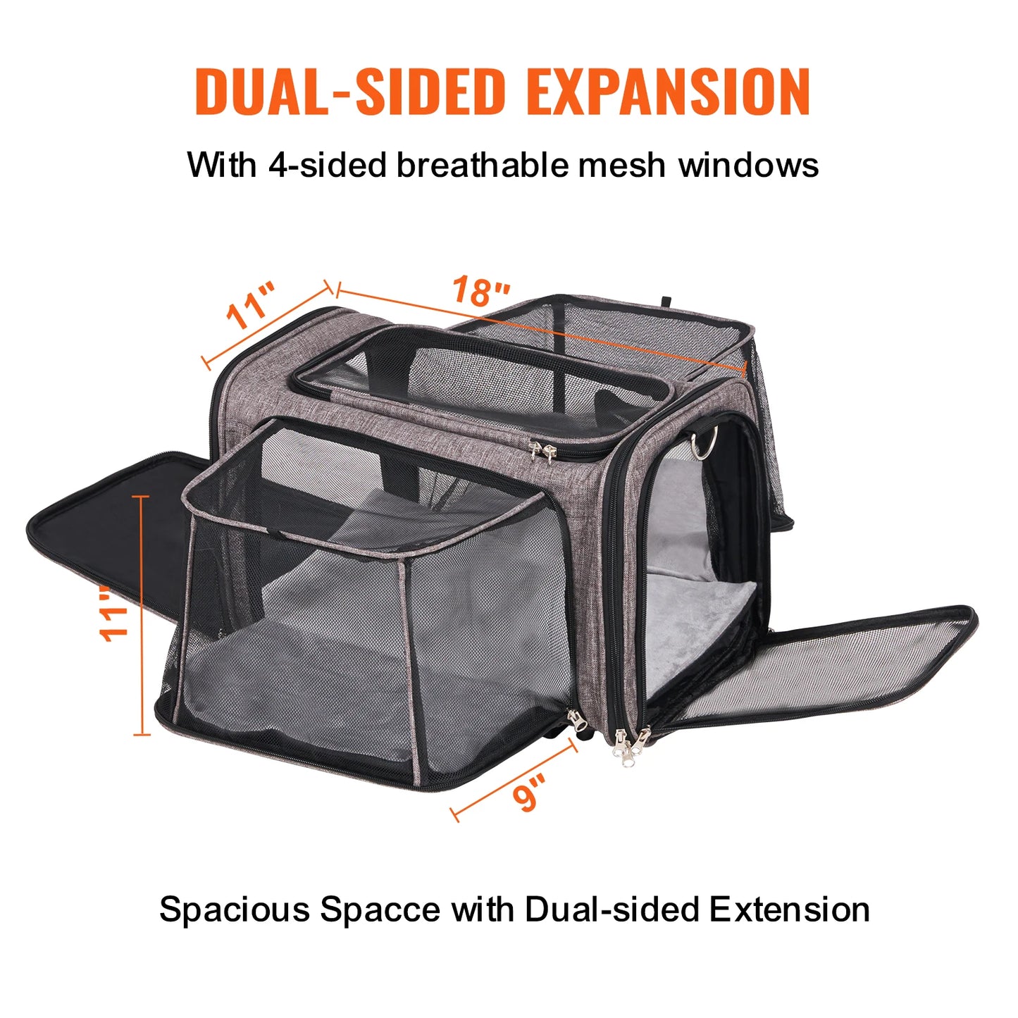 Breathable Cat And Small Dog Carrier Backpack With Telescopic Handle And Wheels