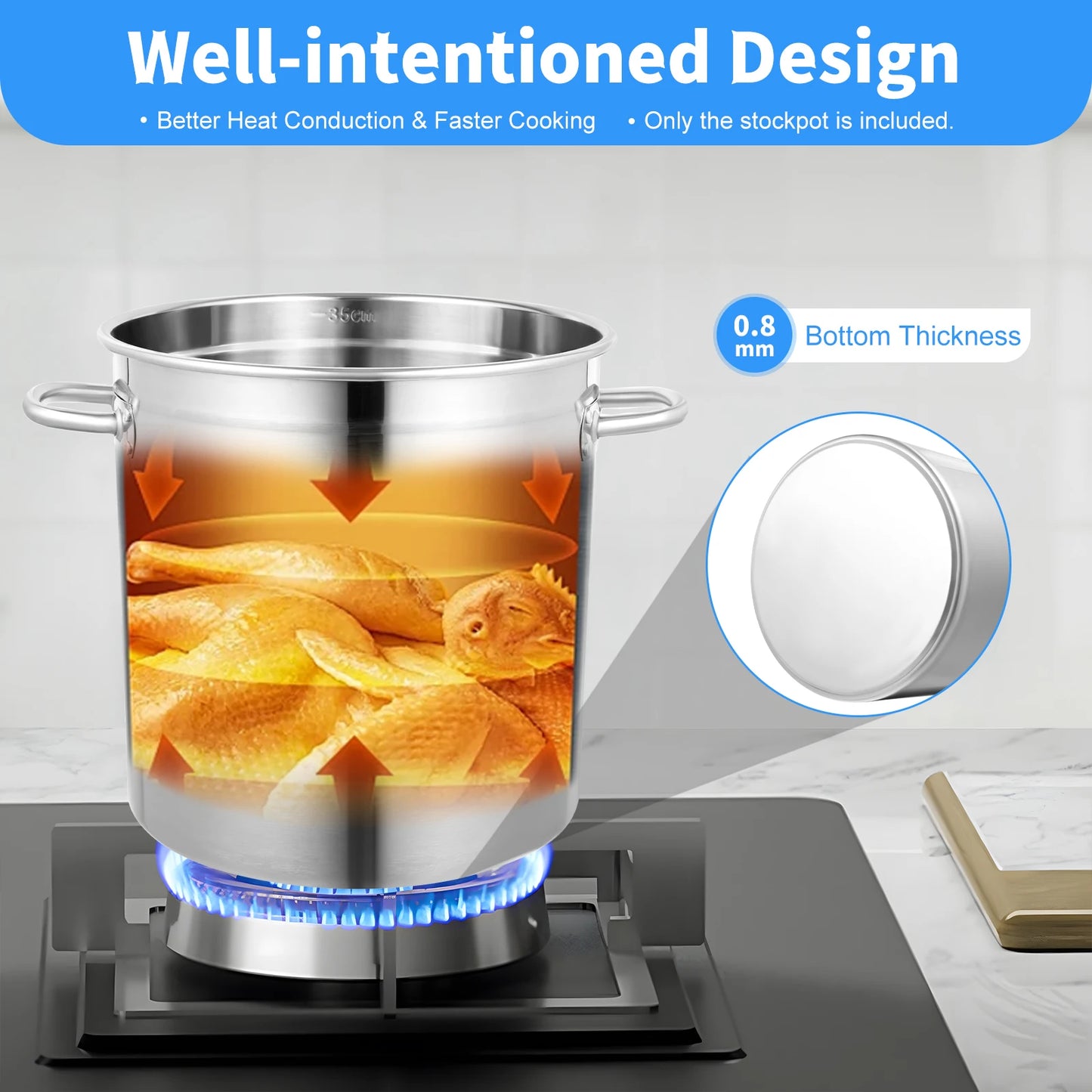 Stainless Steel Soup And Stock Pot With Lid And Handles