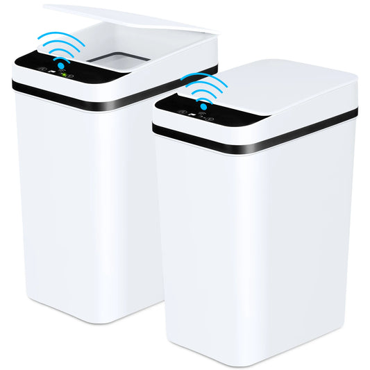 2 Pack Touchless Motion Sensor Trash Cans With Slim Lid