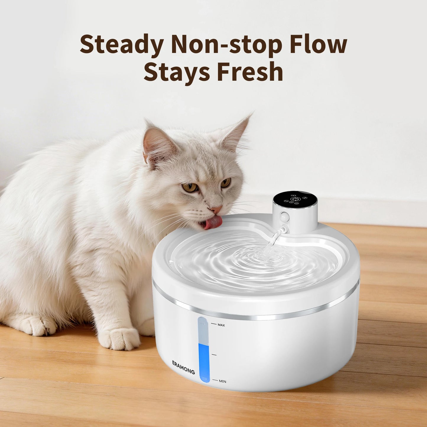 Eralong 2.7L Wireless Intelligent Cat Water Fountain With Auto Sensor