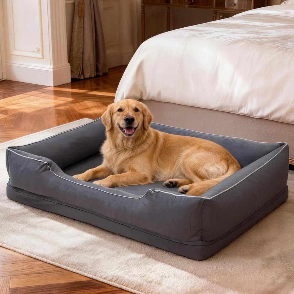 Borwart Flat-Foam Bolster Dog Bed with Waterproof Liner Pet and Home Outlet