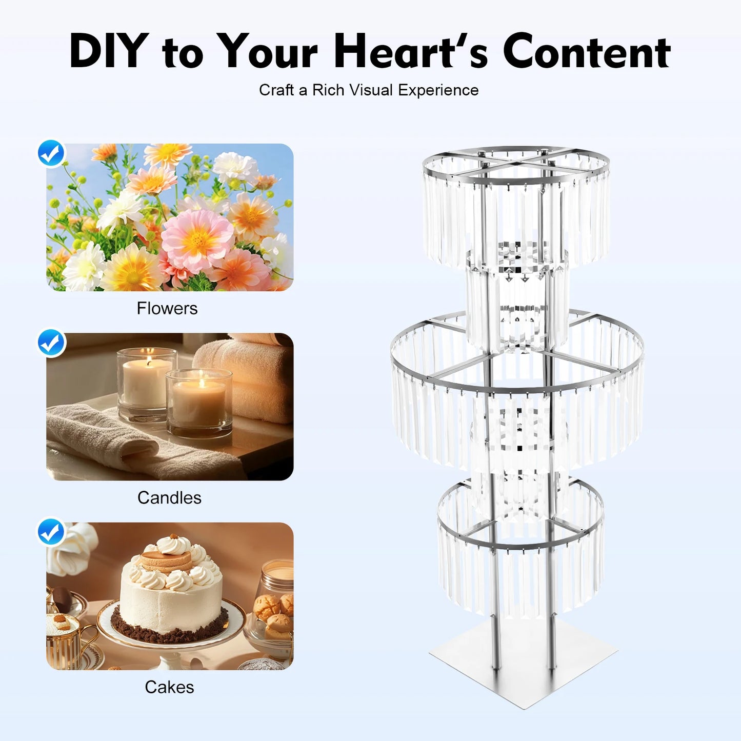 5 Tier Wedding Flower Stand Acrylic Crystal Centerpiece Display Rack
