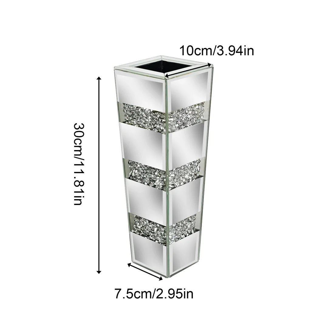 Modern Floor Vase Crystal Mirror Glass Standing Flower Vase