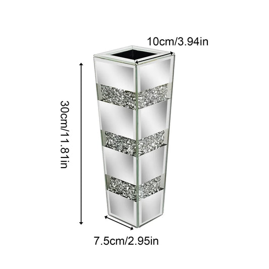 Modern Floor Vase Crystal Mirror Glass Standing Flower Vase