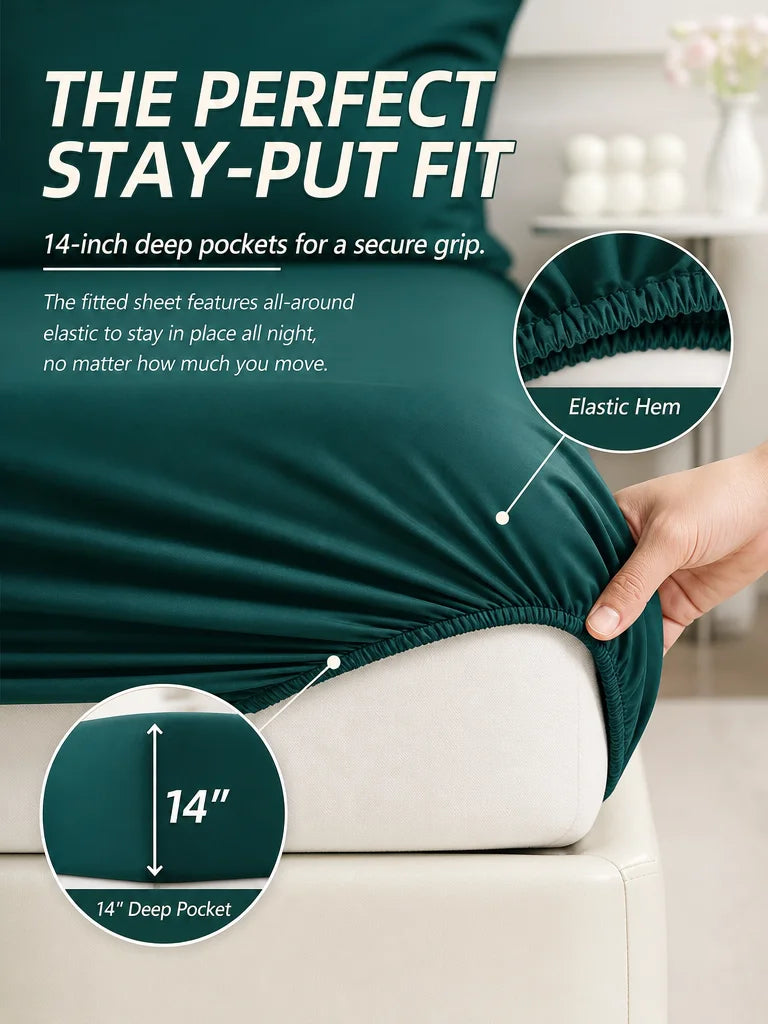 easYum 7-Piece Bedding Set Comforter Flat And Fitted Sheets