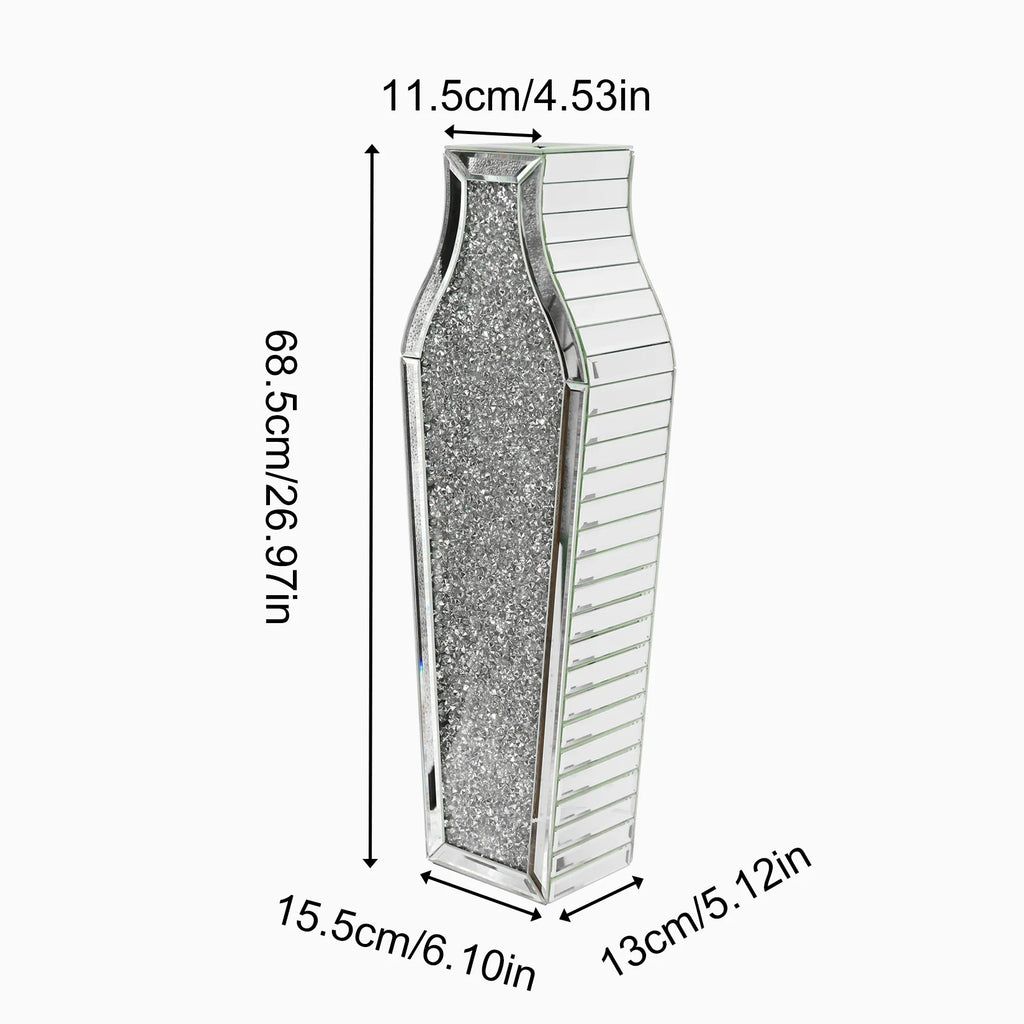 Tall Crushed Diamond Mirrored Floor Vase For Home Decor Pet and Home Outlet