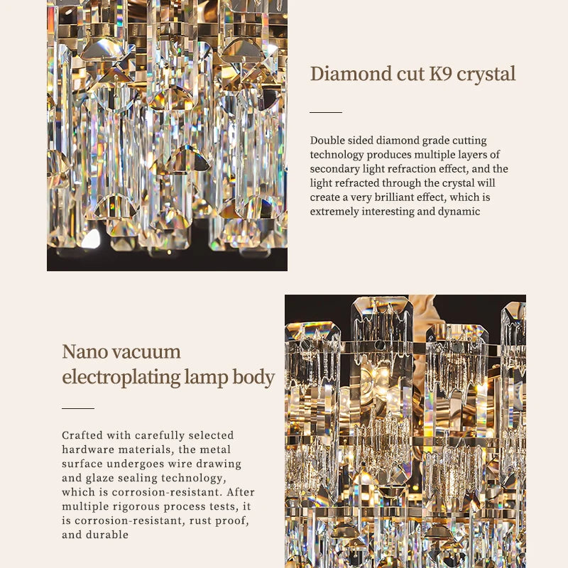 Yingxuan Loft Pendant Crystal Chandelier For Dining Room Lighting
