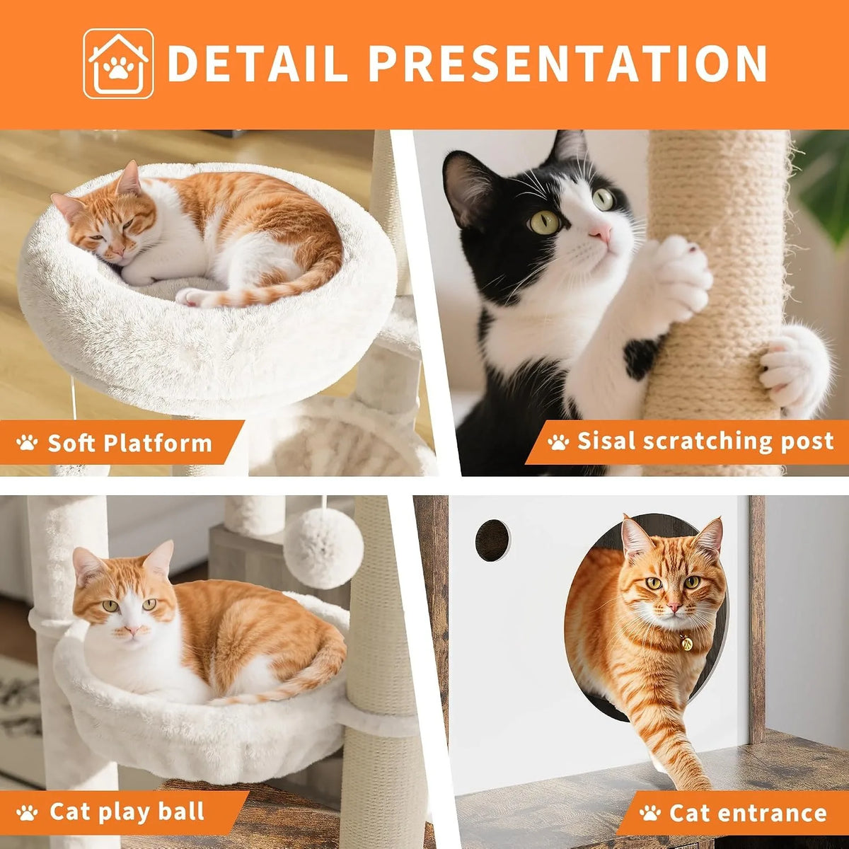 Modern Cat Tower With Hidden Litter Box And Cozy Perches