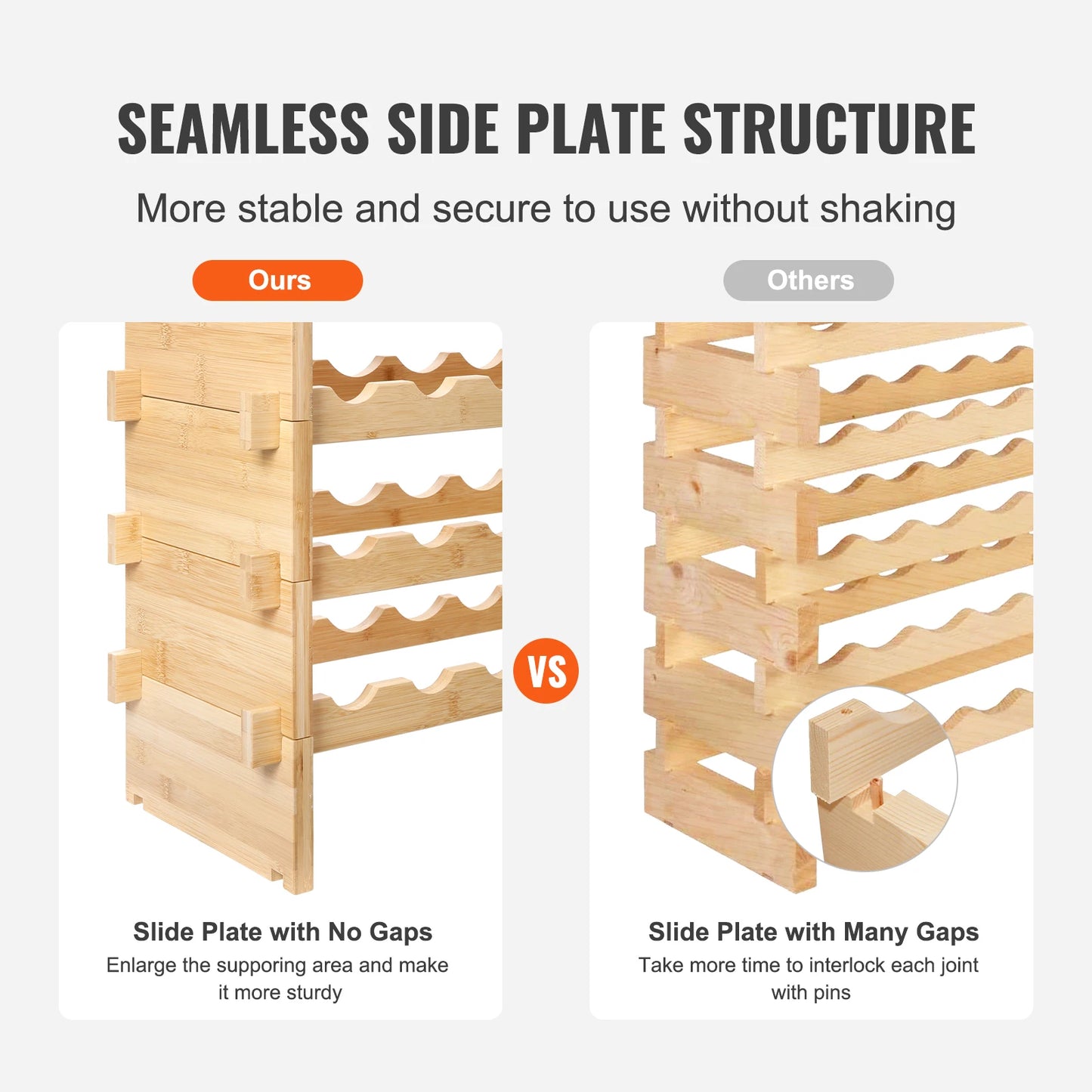SucceBuy 8-Tier Bamboo Stackable Wine Rack For Free Standing Storage