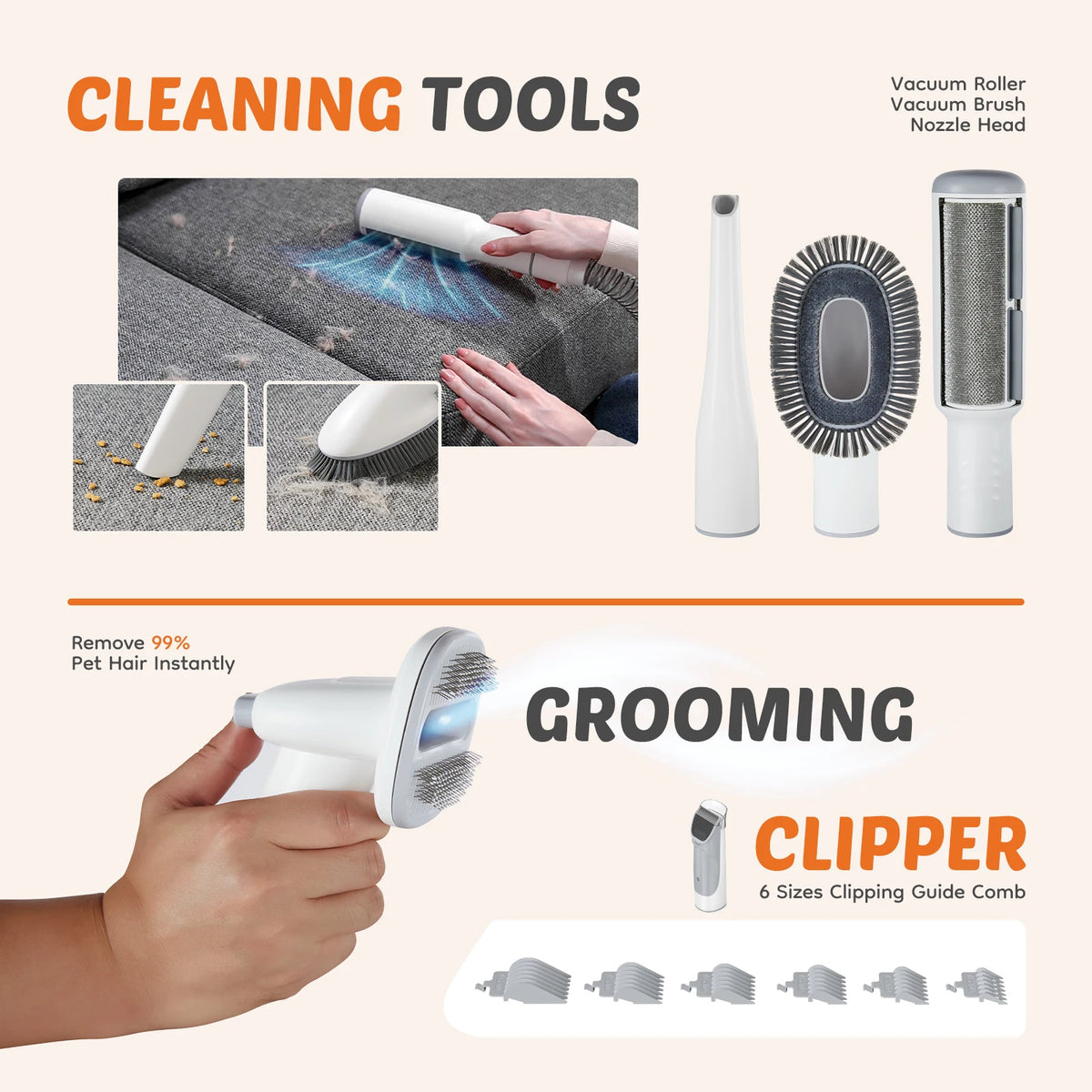 JHK Pet Grooming Vacuum Kit 